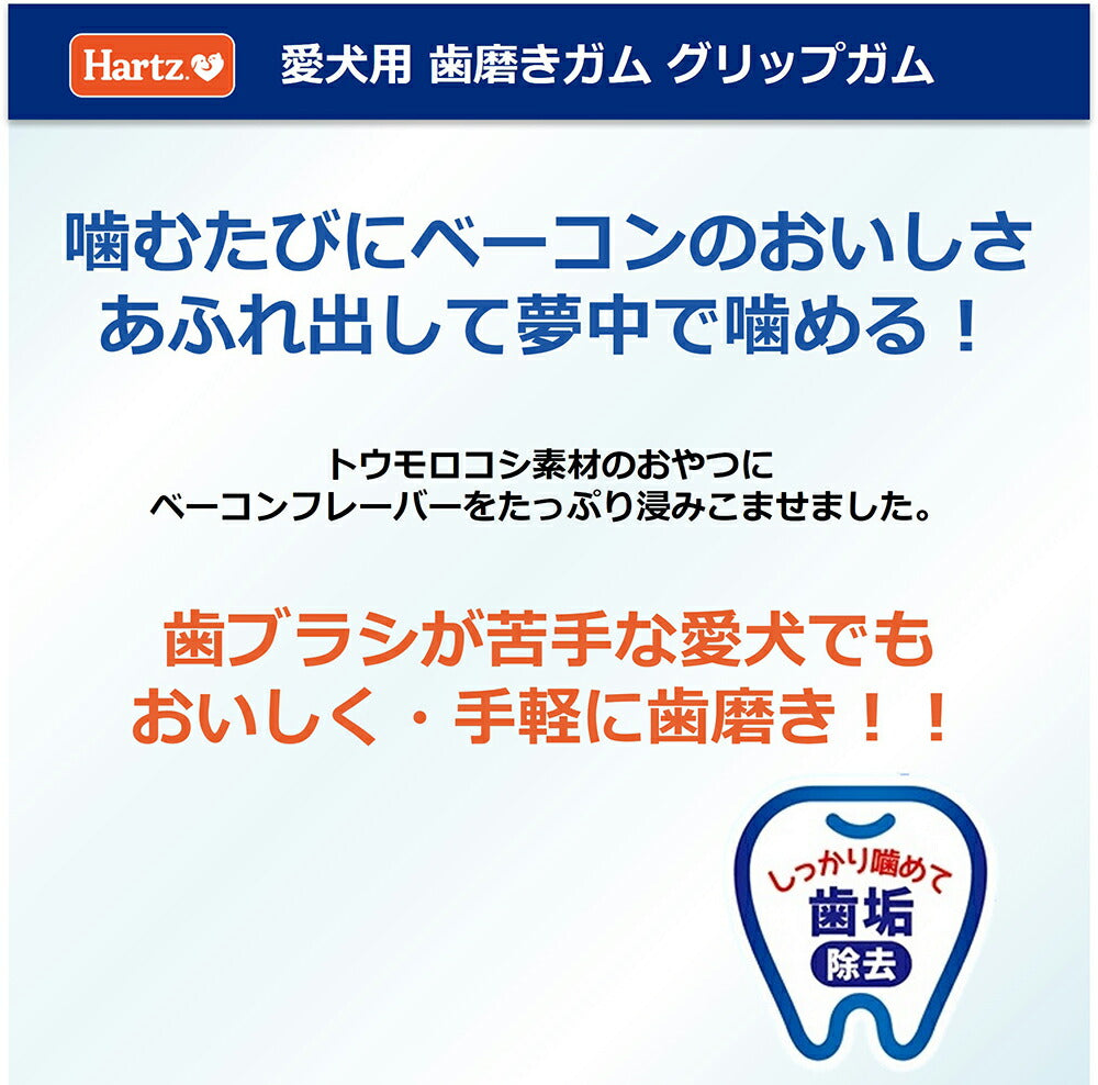 ハーツ Hartz グリップガム ベーコン味 M2本入 (犬・ドッグ)