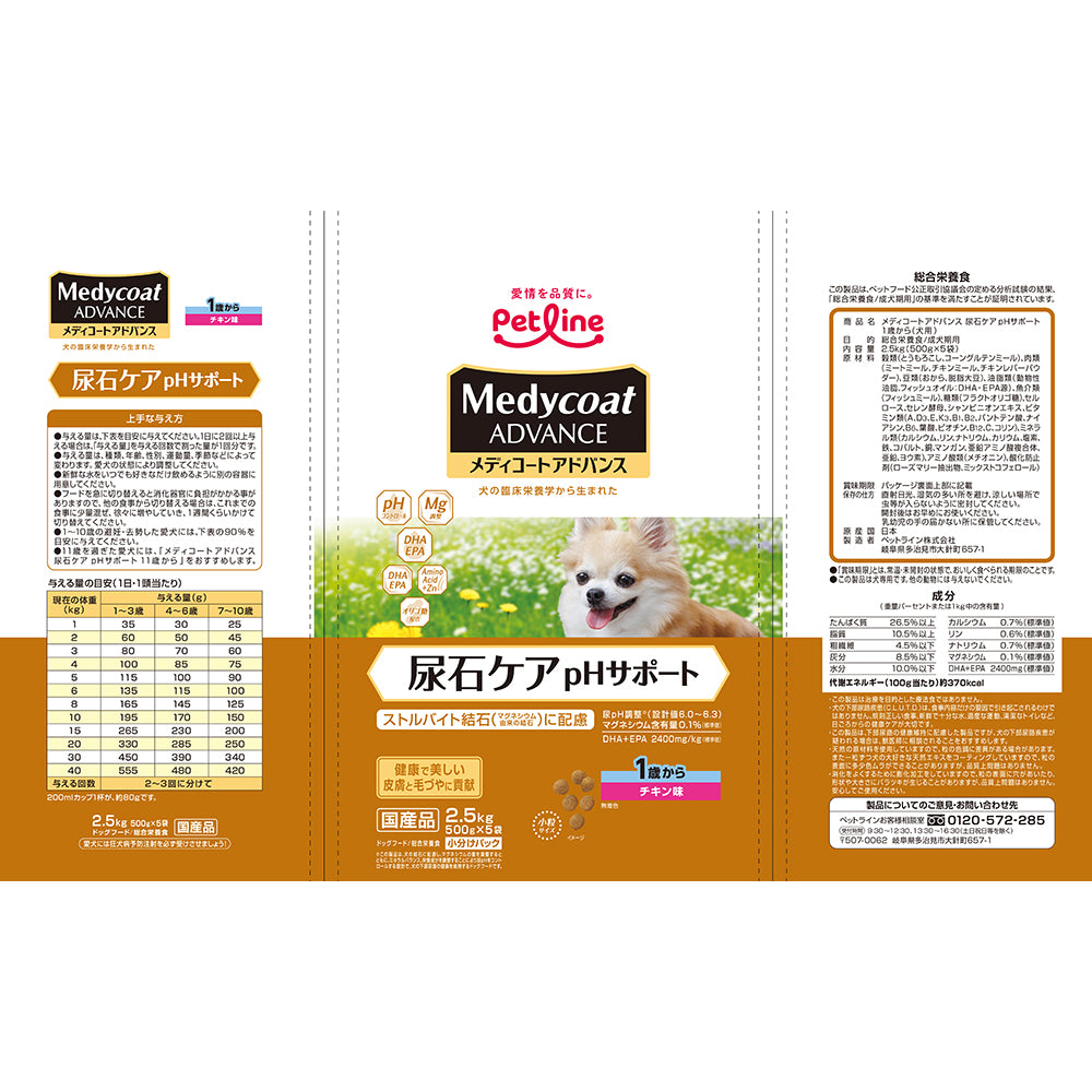 ペットライン メディコートアドバンス 尿石ケア pHサポート 1歳から 2.5kg (犬・ドッグ)