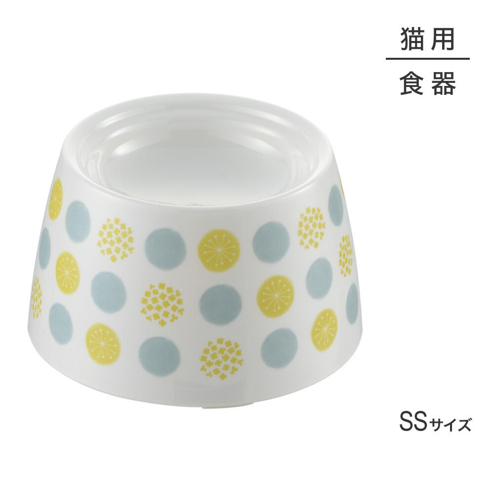 リッチェル ネコちゃんの高さがある食器 SS 水玉 (猫・キャット)