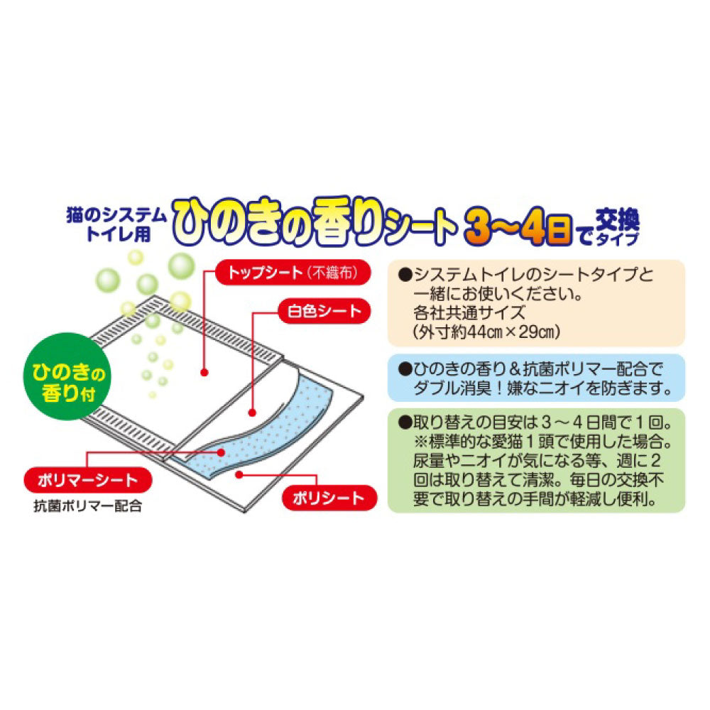 【34枚×12袋】シーズイシハラ クリーンミュウ 猫のシステムトイレ用 ひのきの香りシート トイレシート (猫・キャット)