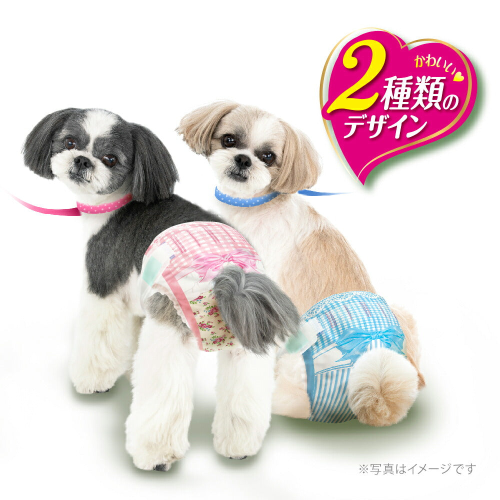 【16枚×4袋】ユニ・チャーム マナーウェア 女の子用 Mサイズ 小型犬~中型犬用 ピンクリボン・青リボン おむつ (犬・ドッグ)