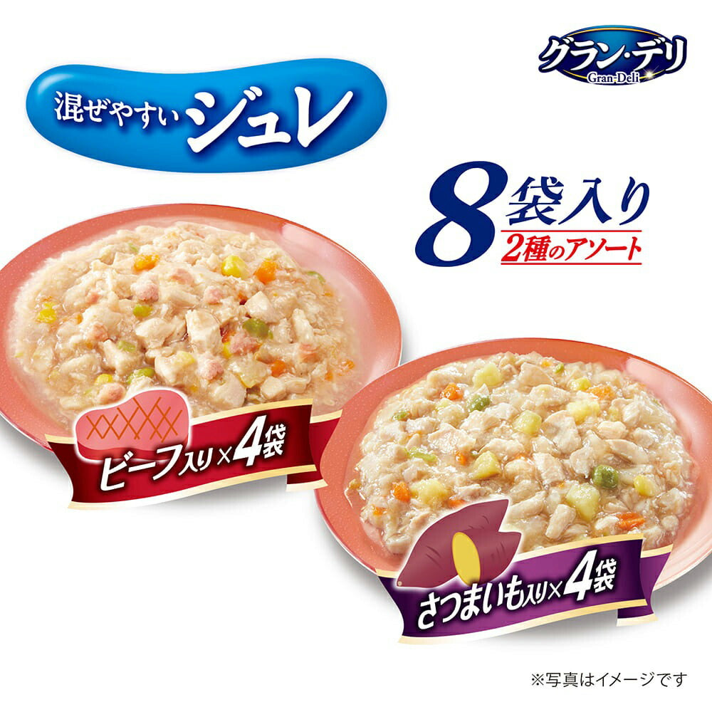 【640g×10箱】ユニ・チャーム グラン・デリ 100%国産鶏肉 パウチ ジュレ 成犬用 ビーフ入り&さつまいも入り (犬・ドッグ)