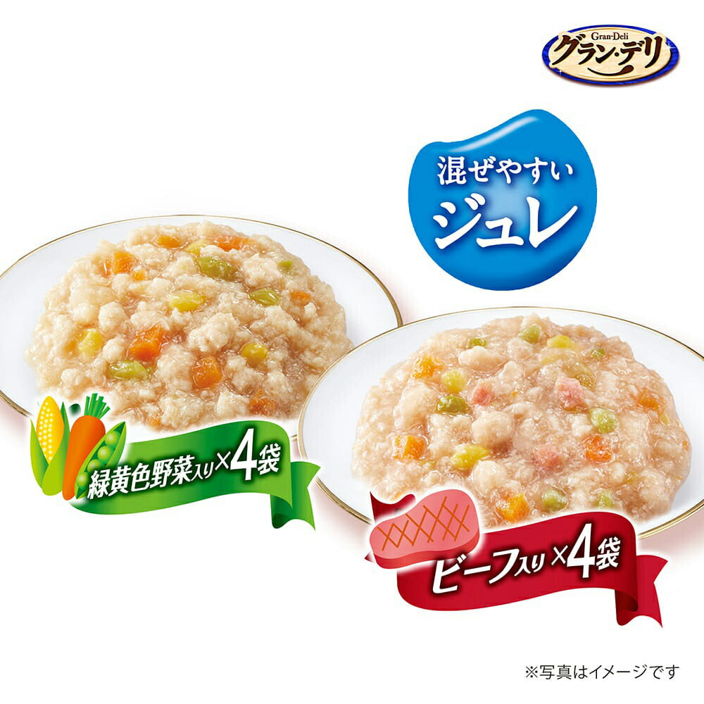 【160g×24袋】ユニ・チャーム グラン・デリ 100%国産鶏肉 パウチ 使い切りパック ジュレ 高齢犬 緑黄色野菜入・ビーフ入 (犬・ドッグ)