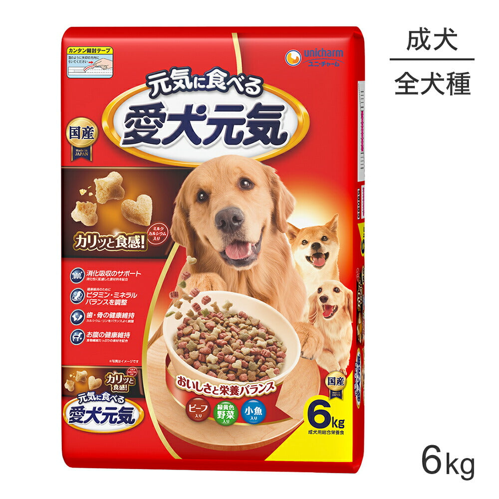 ユニ・チャーム 愛犬元気 成犬用 ビーフ・緑黄色野菜・小魚入り 6kg (犬・ドッグ)