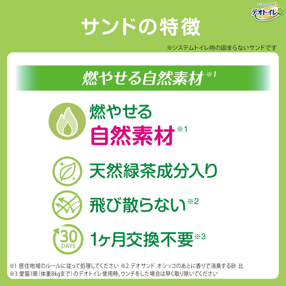 ユニ・チャーム デオトイレ 飛び散らない緑茶成分入り消臭サンド システムトイレ用 猫砂 4L (猫・キャット)