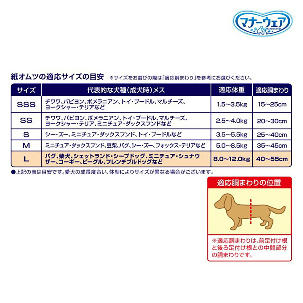 ユニ・チャーム マナーウェア 長時間快適オムツ 女の子用 Lサイズ 中型犬用 28枚 (犬・ドッグ)