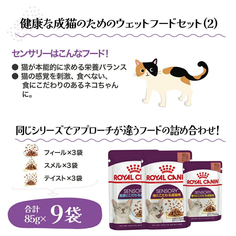 【メール便】【85g×9袋】ロイヤルカナン FHN-WET 健康な成猫のためのウェット お試しセット (2) センサリー (猫・キャット)[正規品]