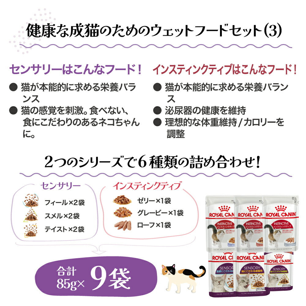 【メール便】【85g×9袋】ロイヤルカナン FHN-WET 健康な成猫のためのウェット お試しセット (3) インスティンクティブ＆センサリー (猫・キャット)[正規品]