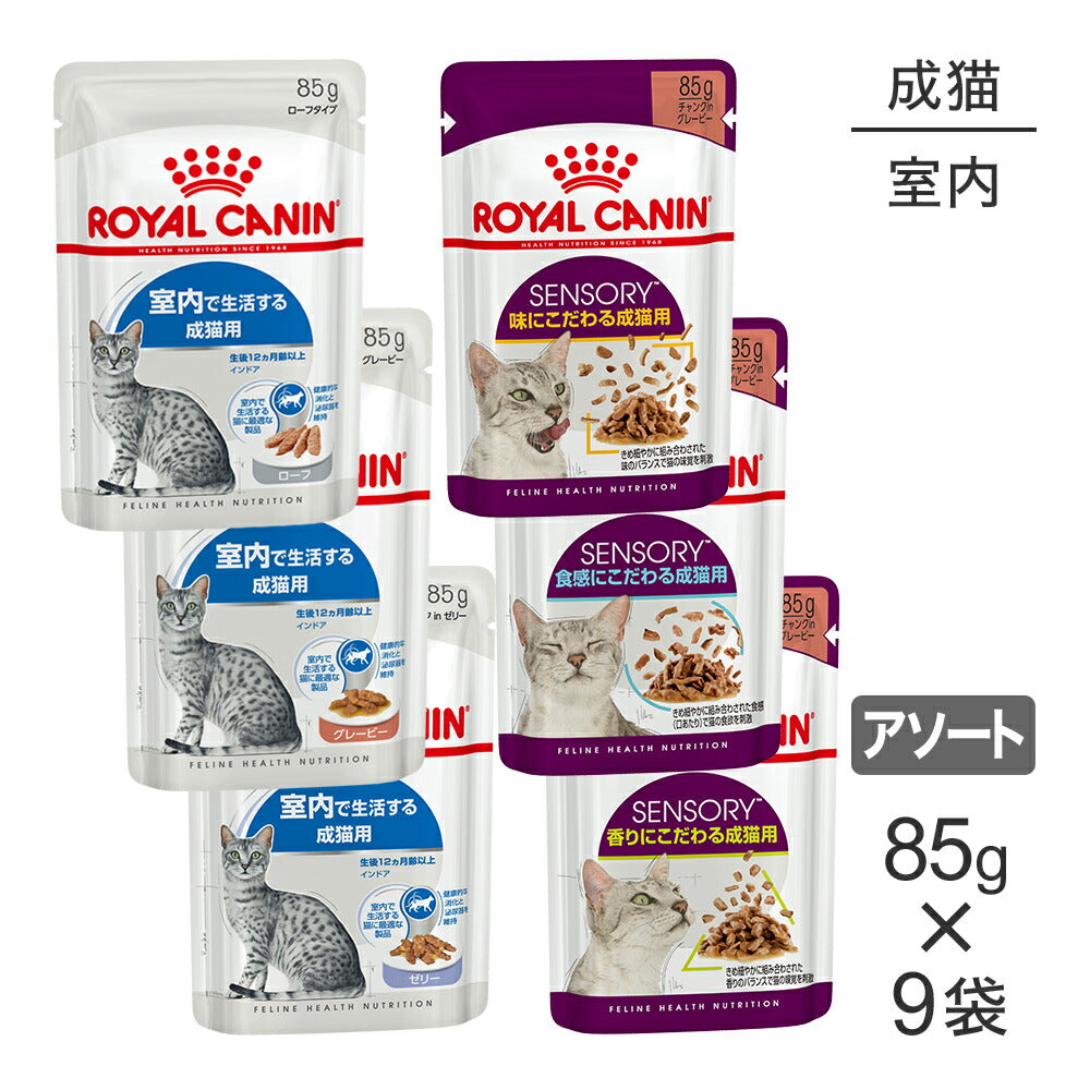 【メール便】【85g×9袋】ロイヤルカナン FHN-WET 室内で暮らす成猫のためのウェット お試しセット (2) インドア＆センサリー (猫・キャット)[正規品]