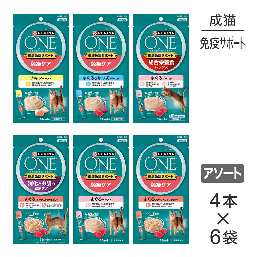 【メール便】【14g×4本×6種】ネスレ ピュリナ ワン キャット おやつ 健康免疫サポート お試し アソート (猫・キャット)[正規品]