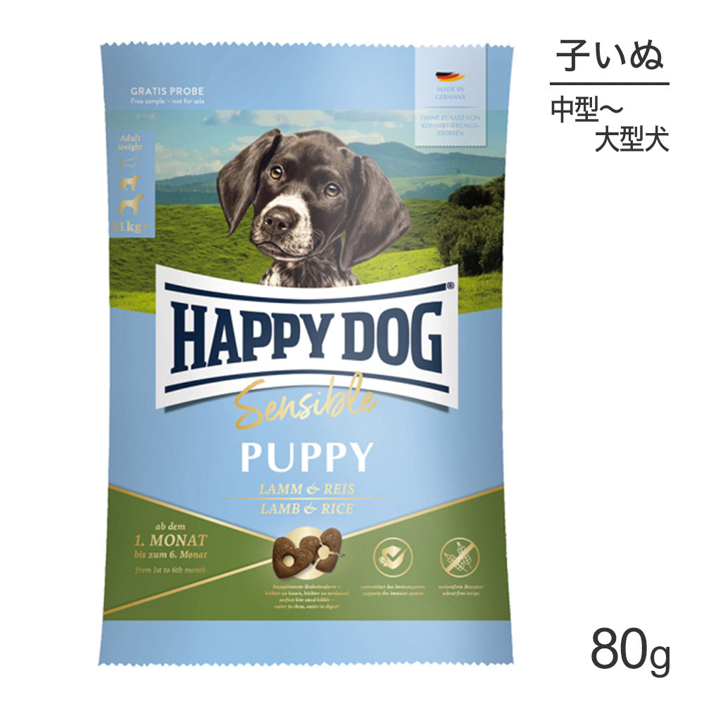 [賞味期限2026/3/21]【メール便】HAPPY DOG ヤング パピー 中・大型犬 6ヶ月までの子犬用 ラム&ライス 80g (犬・ドッグ)[正規品][M便 1/5]