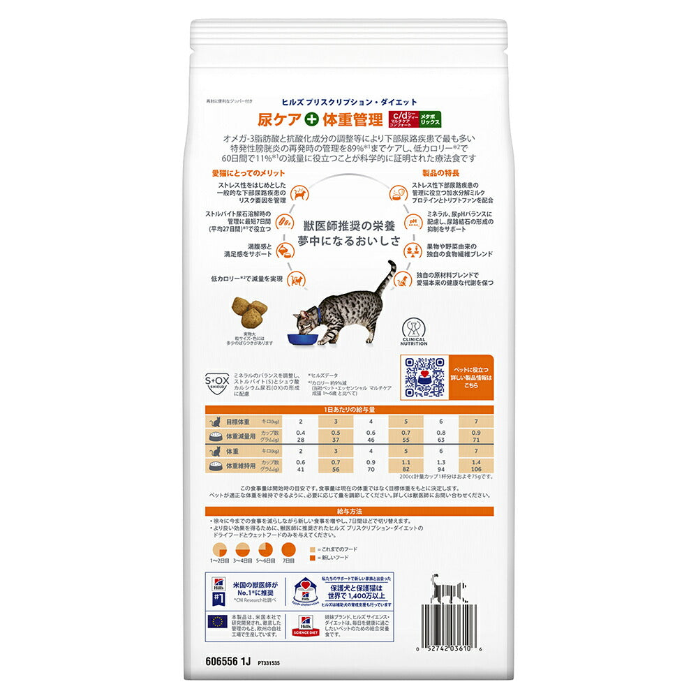 ヒルズ c/d マルチケア コンフォート+メタボリックス 尿ケア+体重管理 療法食 2kg (猫・キャット)[正規品]