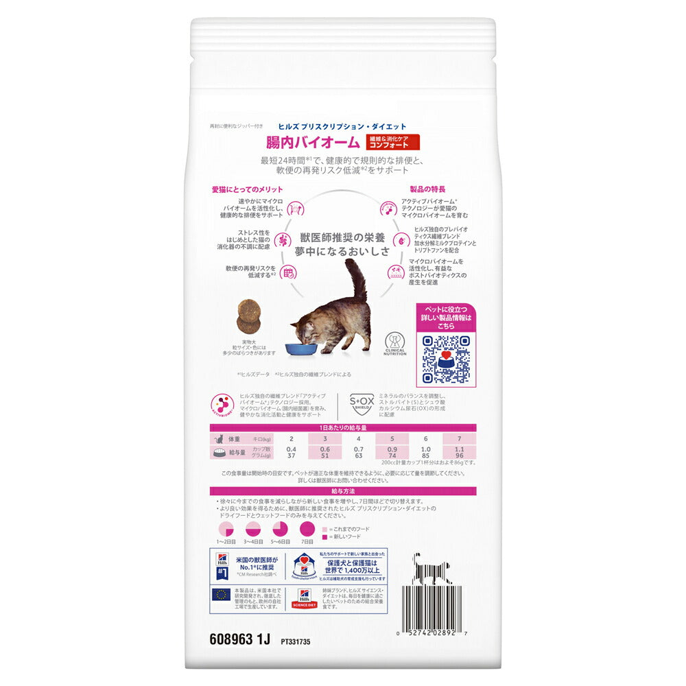 ヒルズ 腸内バイオーム コンフォート 繊維＆消化ケア 療法食 500g (猫・キャット)[正規品]