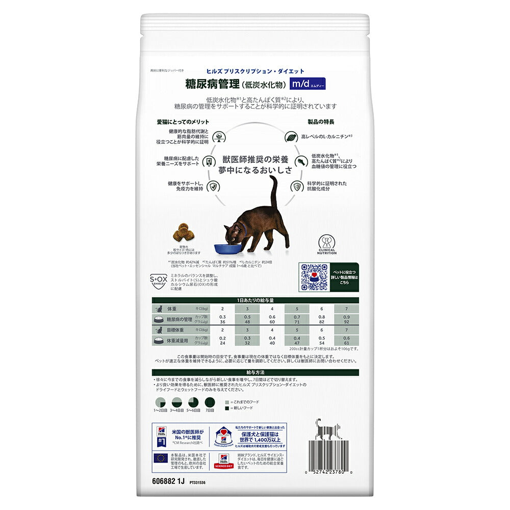 ヒルズ m/d 糖尿病管理(低炭水化物) 療法食 2kg (猫・キャット)[正規品]