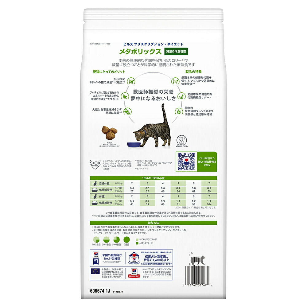 ヒルズ メタボリックス 減量＆体重管理 療法食 2kg (猫・キャット)[正規品]