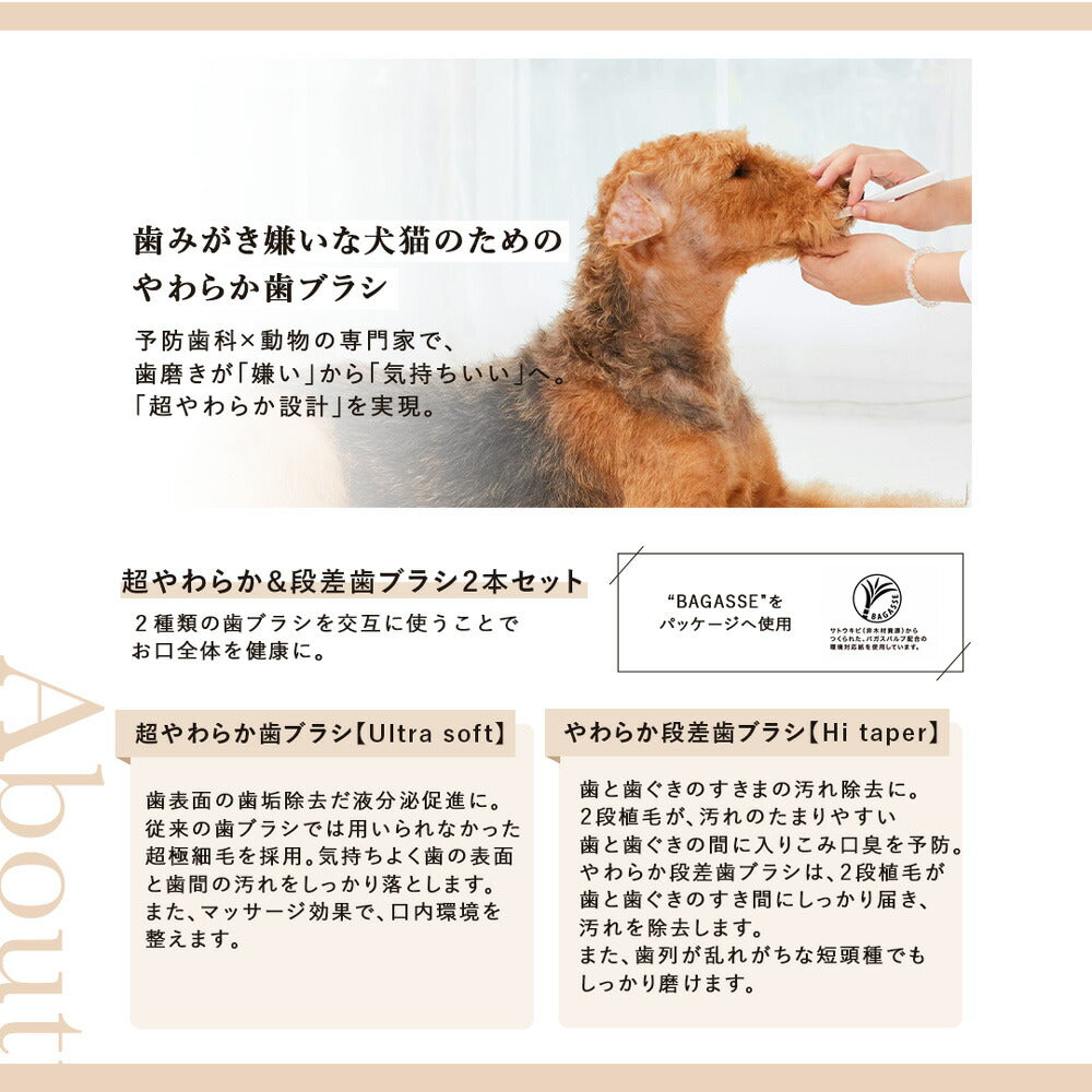 【メール便】たかくら新産業 made of Organics 超やわらか&段差歯ブラシ Sサイズセット 超小型犬・猫用 (犬猫兼用)[M便 1/5]