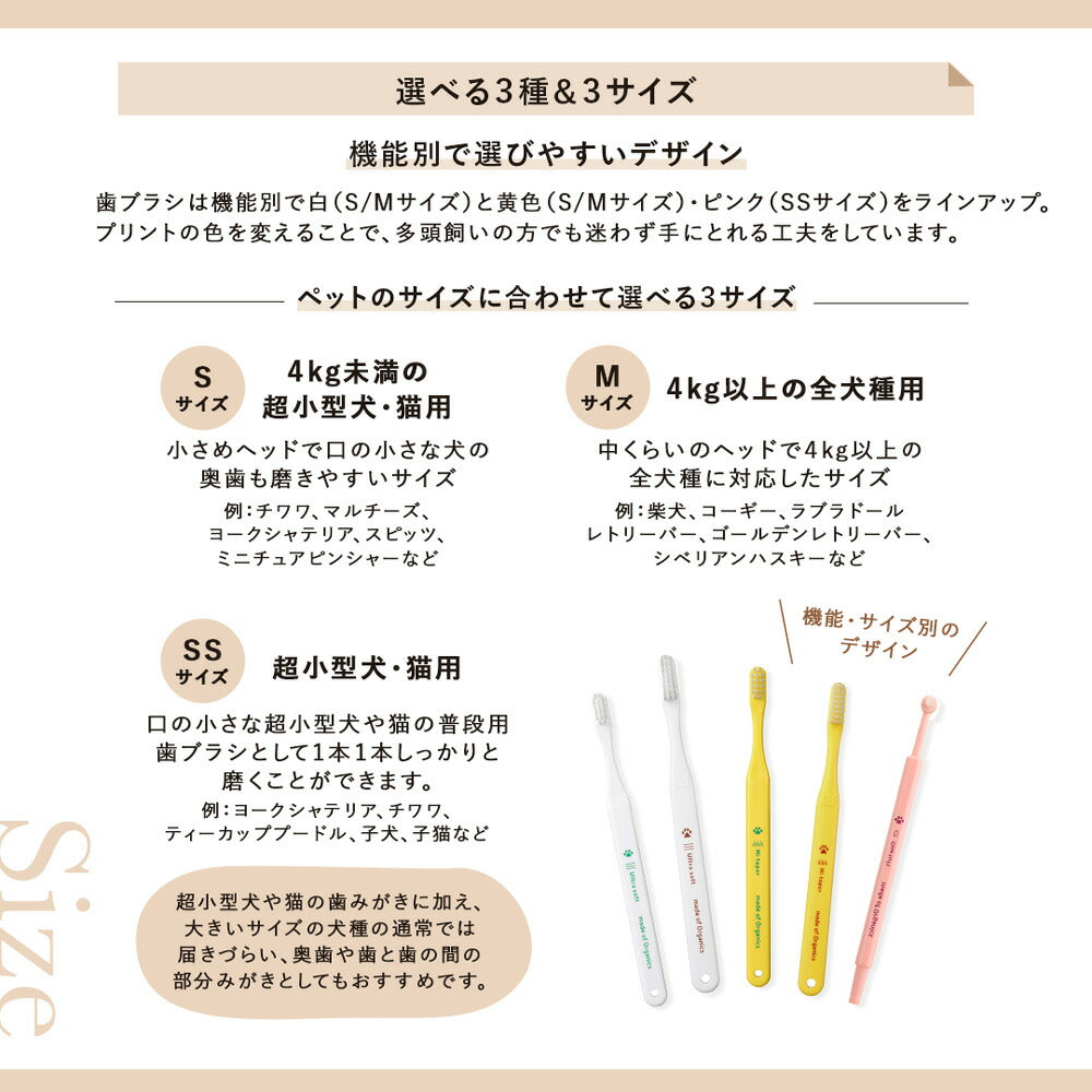 【メール便】たかくら新産業 made of Organics 超やわらか&段差歯ブラシ Mサイズセット 全犬種用 (犬・ドッグ)[M便 1/5]