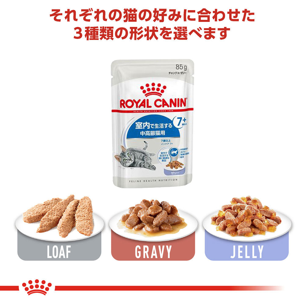 【85g×12袋】ロイヤルカナン FHN-WET インドア 7+ ローフ 室内で生活する中・高齢猫用 ７歳以上 パウチ (猫・キャット)[正規品]