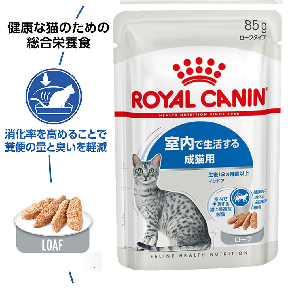 【85g×48袋】ロイヤルカナン FHN-WET インドア ローフ 室内で生活する成猫用 生後12ヵ月齢以上 パウチ (猫・キャット)[正規品]