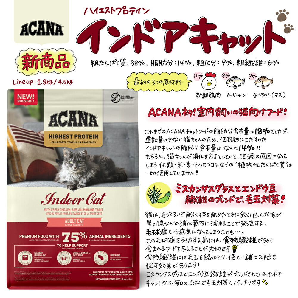 【1.8kg×4袋】アカナ インドアキャット (猫・キャット)[正規品]