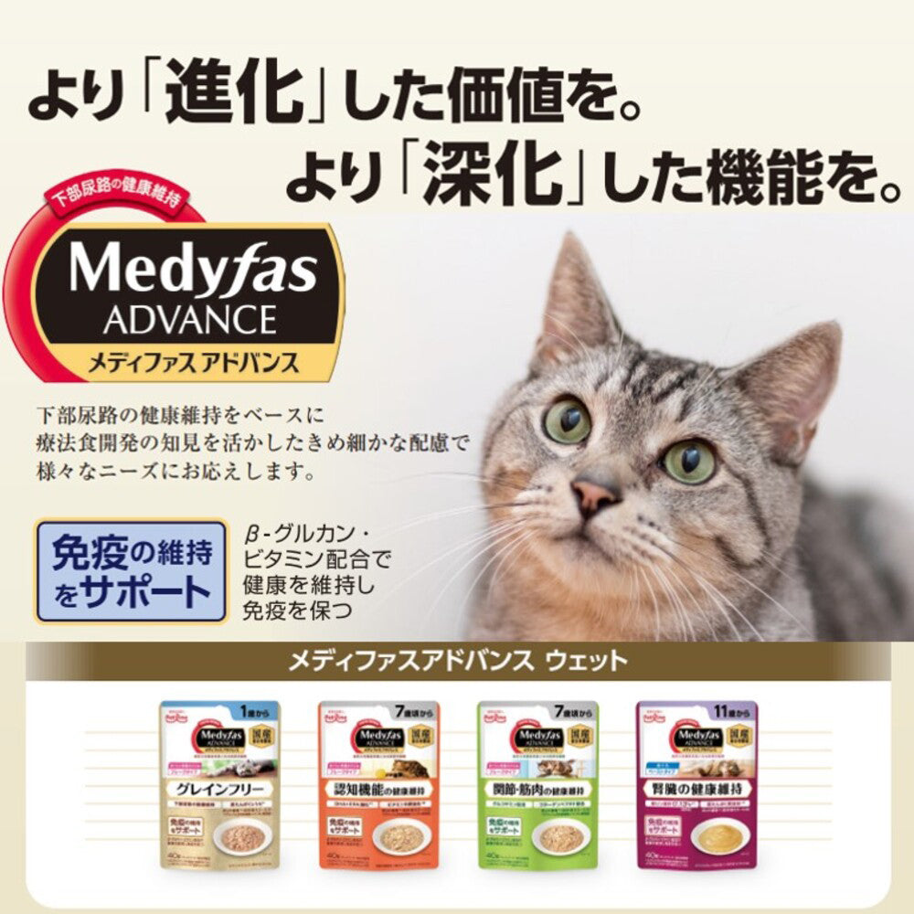 【メール便】ペットライン メディファスアドバンス 腎臓の健康維持 11歳から まぐろ パウチ ウェット 40g (猫・キャット)[単品][M便 1/4][単品]