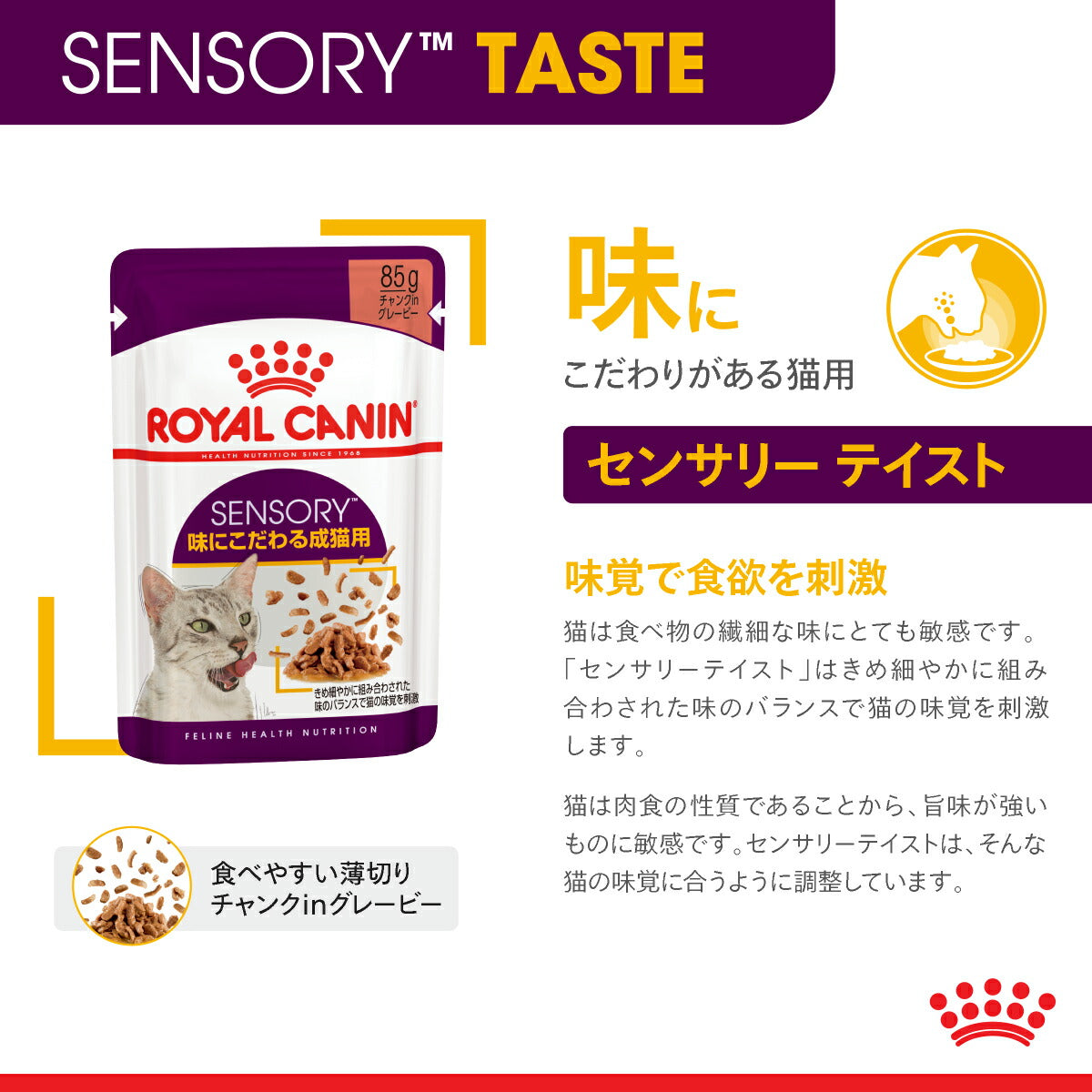 【85g×48袋】ロイヤルカナン FHN-WET センサリー テイスト 味にこだわりがある成猫用 生後12ヵ月齢以上 パウチ (猫・キャット)[正規品]