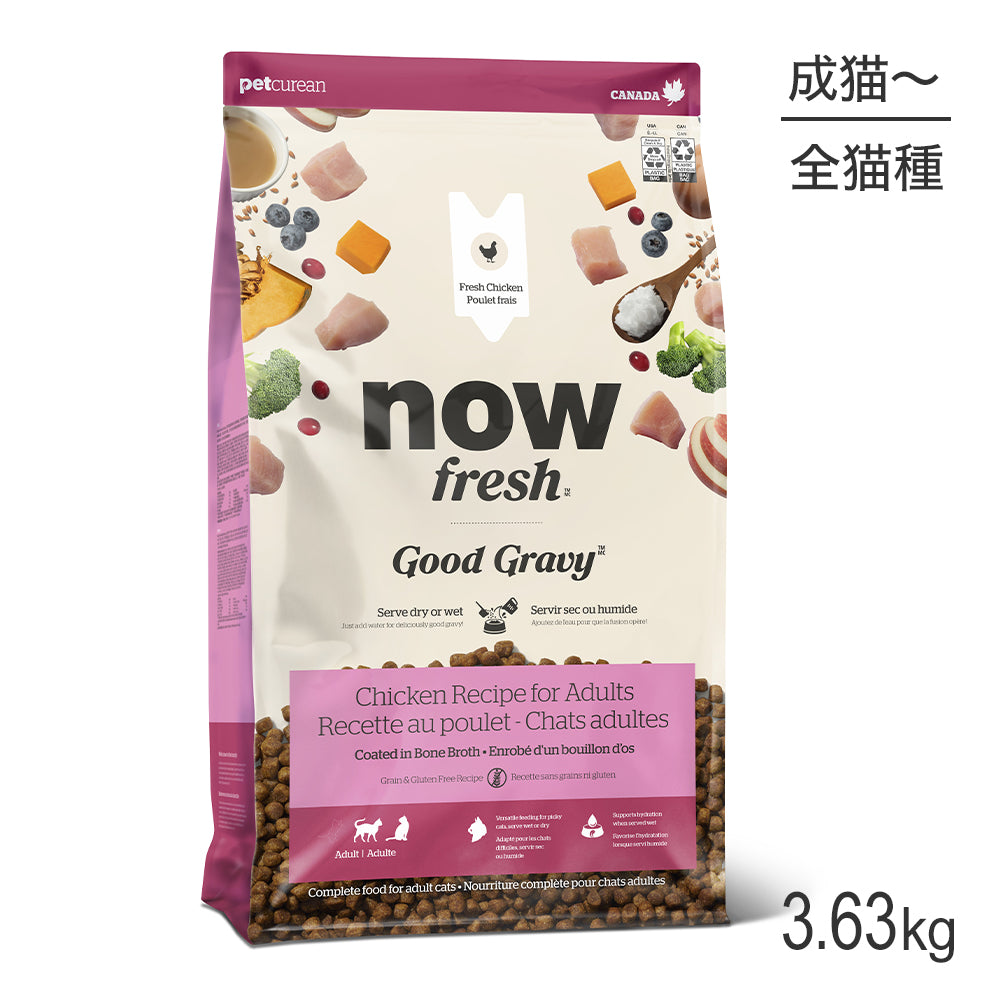 ナウフレッシュ グッドグレービー アダルトキャット チキンレシピ グレインフリー 全猫種用 成猫用 高齢猫用 3.63kg (猫・キャット)[正規品] NOW FRESH