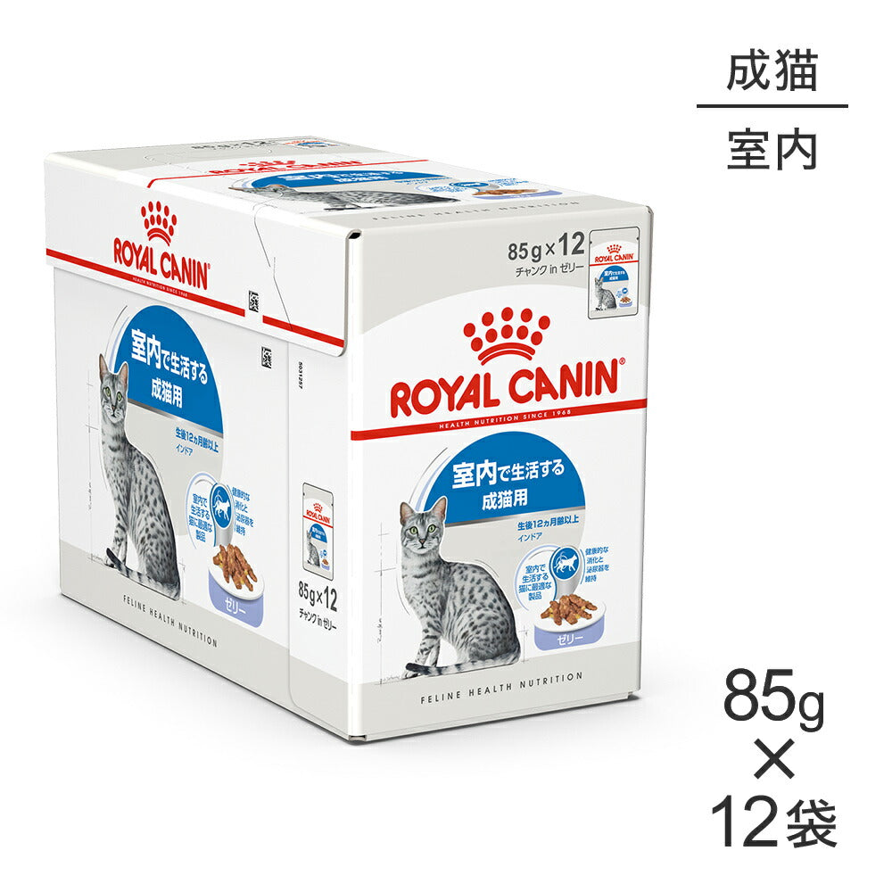 【85g×12袋】ロイヤルカナン FHN-WET インドア ゼリー 室内で生活する成猫用 生後12ヵ月齢以上 パウチ (猫・キャット)[正規品]