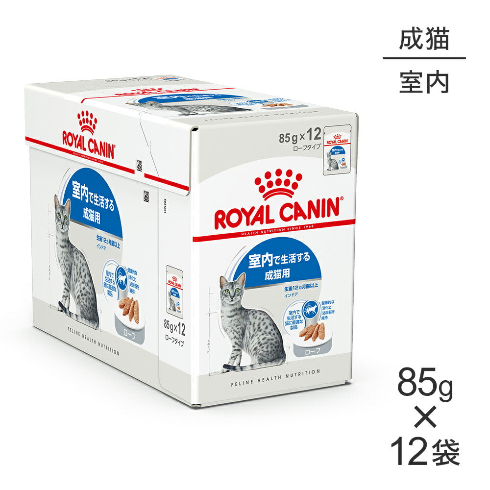 【85g×12袋】ロイヤルカナン FHN-WET インドア ローフ 室内で生活する成猫用 生後12ヵ月齢以上 パウチ (猫・キャット)[正規品]