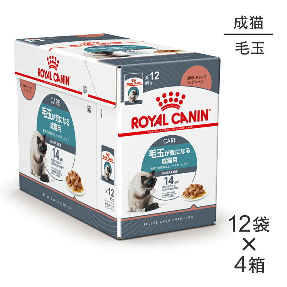 【85g×48袋】ロイヤルカナン FCN-WET ヘアボール ケア グレービー 毛玉が気になる成猫用 生後12ヵ月齢以上 パウチ (猫・キャット)[正規品]