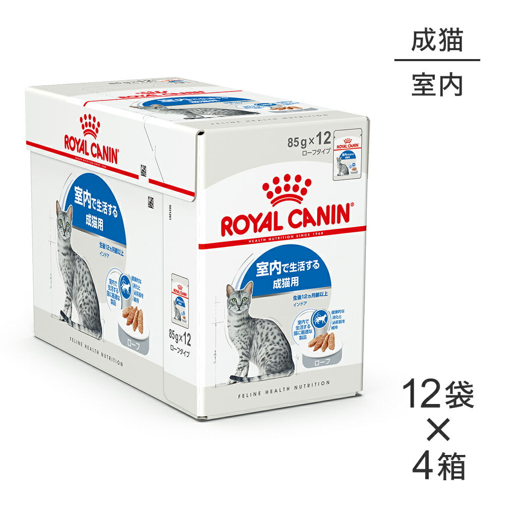 【85g×48袋】ロイヤルカナン FHN-WET インドア ローフ 室内で生活する成猫用 生後12ヵ月齢以上 パウチ (猫・キャット)[正規品]