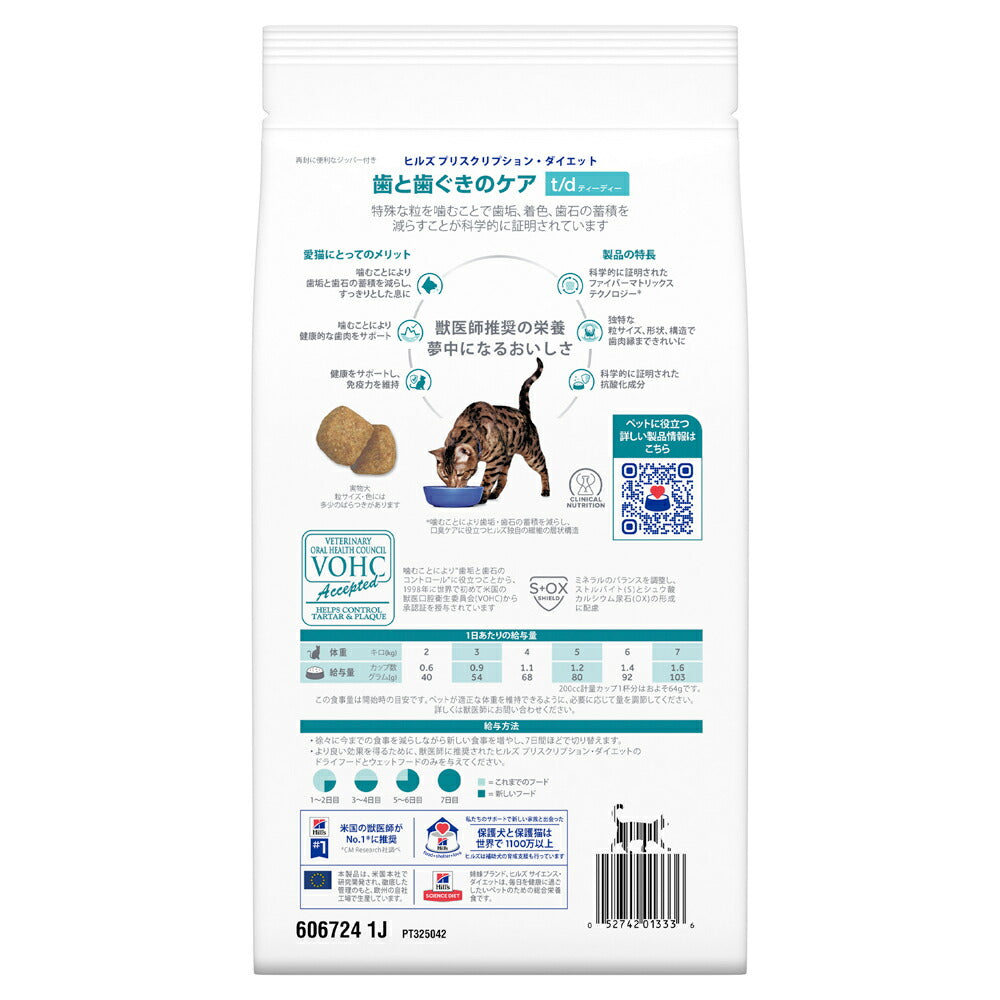 【400g×2袋】ヒルズ t/d 歯と歯ぐきのケア 療法食 (猫・キャット)