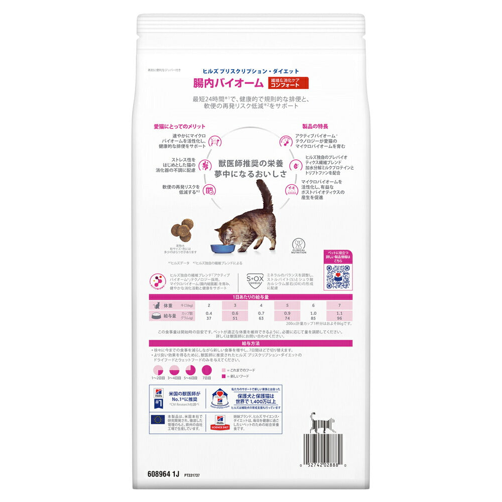 【2kg×2袋】ヒルズ 腸内バイオーム コンフォート 繊維＆消化ケア 療法食 (猫・キャット)