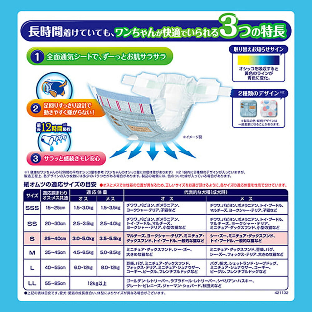 【30枚×4袋】ユニ・チャーム マナーウェア 長時間快適オムツ 男女共用 Sサイズ 小型犬用 (犬・ドッグ)