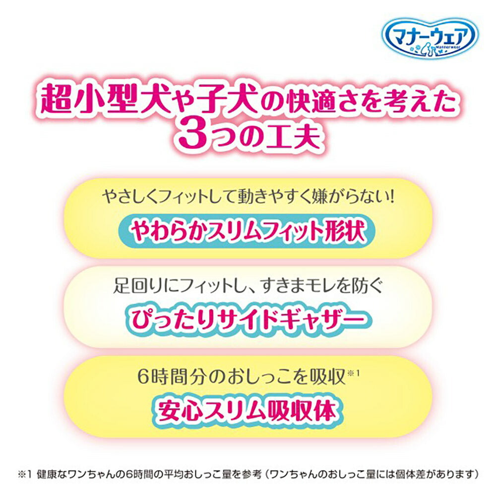 【42枚×2袋】ユニ・チャーム マナーウェア 女の子用 SSSSサイズ 超小型犬・子犬用 ピンクリボン・青リボン おむつ (犬・ドッグ)