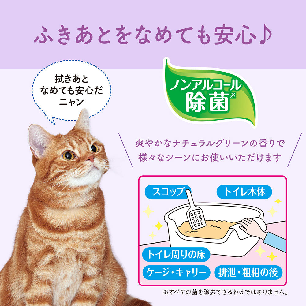 【(26枚×2P)×2袋】キミおもい 徹底キレイおそうじシート 大判厚手 ナチュラルグリーンの香り (猫・キャット)
