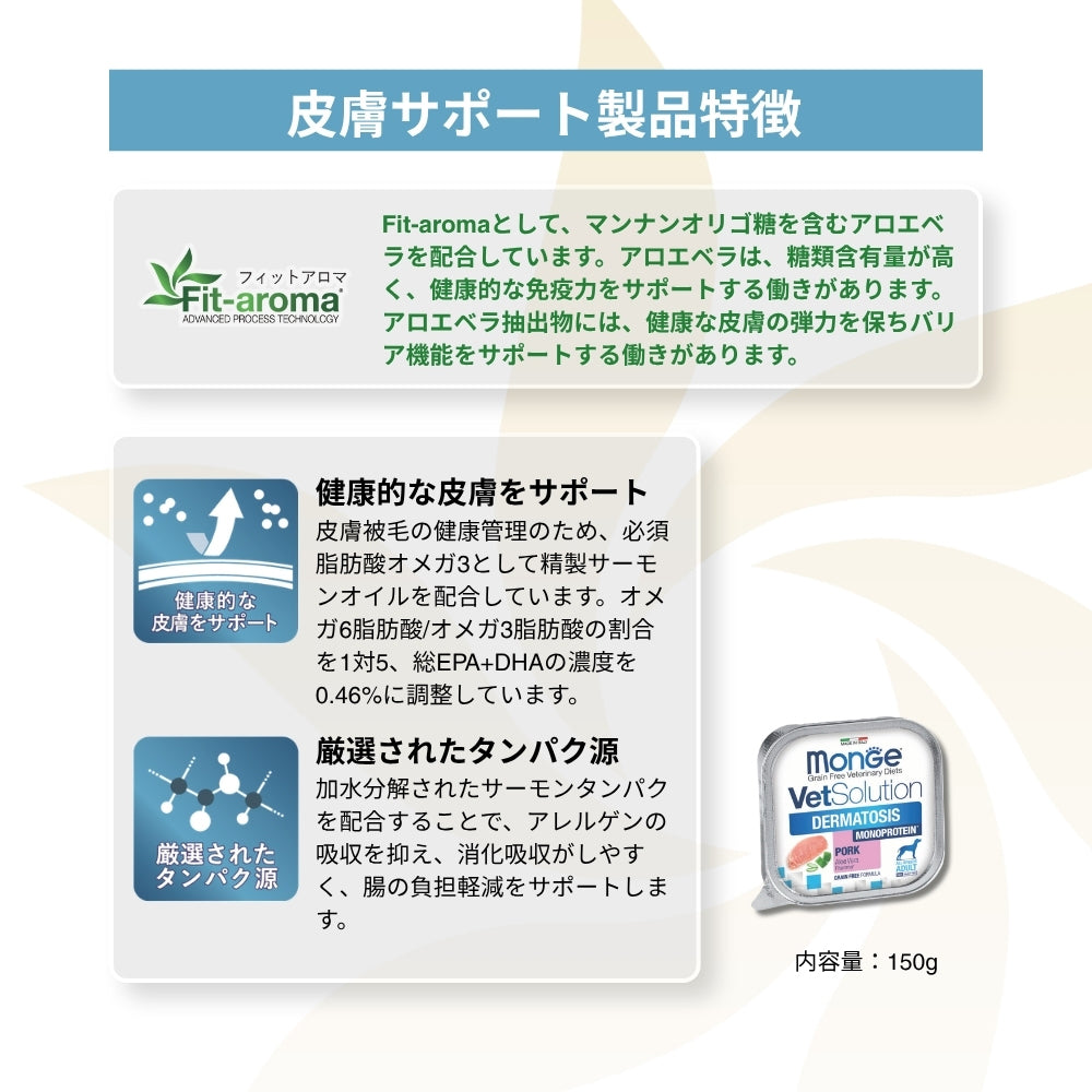 【150g×24個】MONGE VetSolution ベッツソリューショントレイ 皮膚サポート 療法食 ウェット (犬・ドッグ)[正規品]