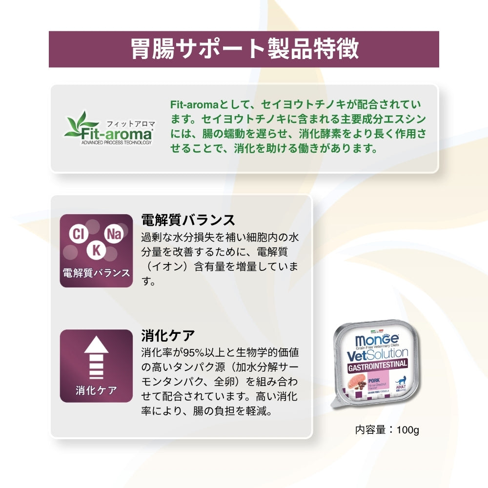 【100g×24個】MONGE VetSolution ベッツソリューショントレイ 胃腸サポート 療法食 ウェット (猫・キャット)[正規品]