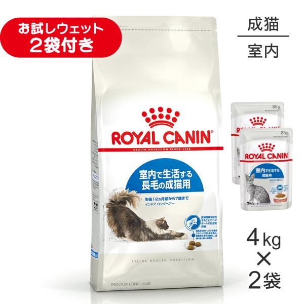 【4kg×2袋】ロイヤルカナン FHN インドア ロングヘアー 室内で生活する長毛の成猫用 生後12ヵ月齢から7歳まで (猫・キャット)[正規品]