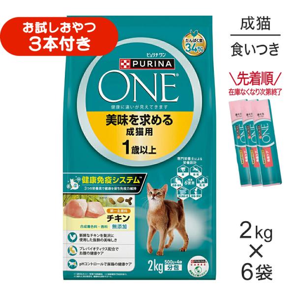 【2kg×6袋】ネスレ ピュリナ ワン キャット 美味を求める 成猫用 1歳以上 チキン (猫・キャット)[正規品]