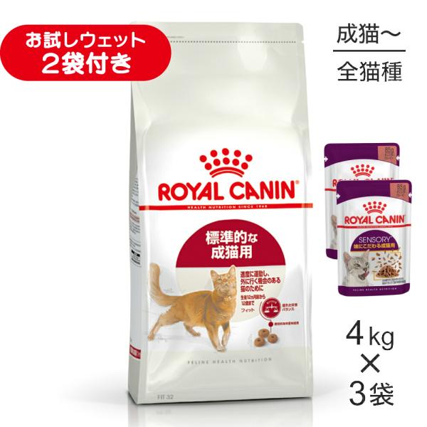 【4kg×3袋】ロイヤルカナン FHN フィット 適度に運動し、外に行く機会のある標準的な成猫用 生後12ヵ月齢から12歳まで (猫・キャット)[正規品]