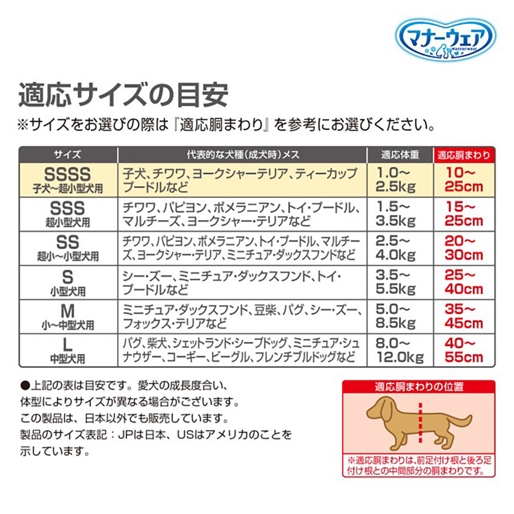 ユニ・チャーム マナーウェア 女の子用 SSSSサイズ 超小型犬・子犬用 ピンクリボン・青リボン おむつ 42枚 (犬・ドッグ)