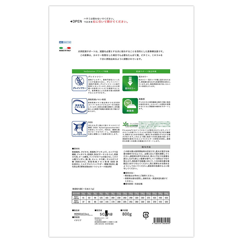 MONGE VetSolution ベッツソリューション 肥満サポート 療法食 3kg (犬・ドッグ)[正規品]