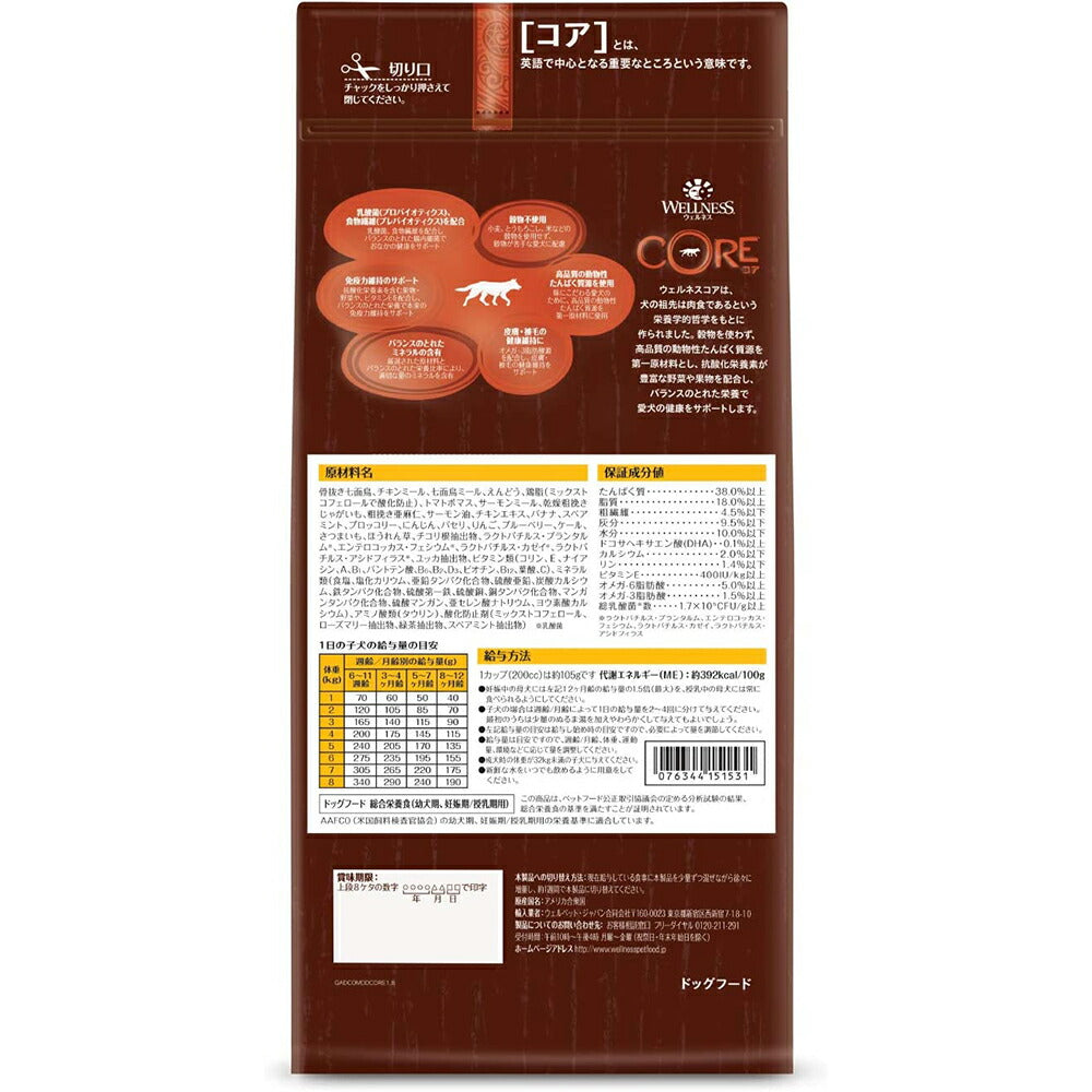 ウェルネス コア 小型犬 子犬用 離乳期から1歳まで 骨抜き七面鳥 1.8kg (犬・ドッグ)[正規品]