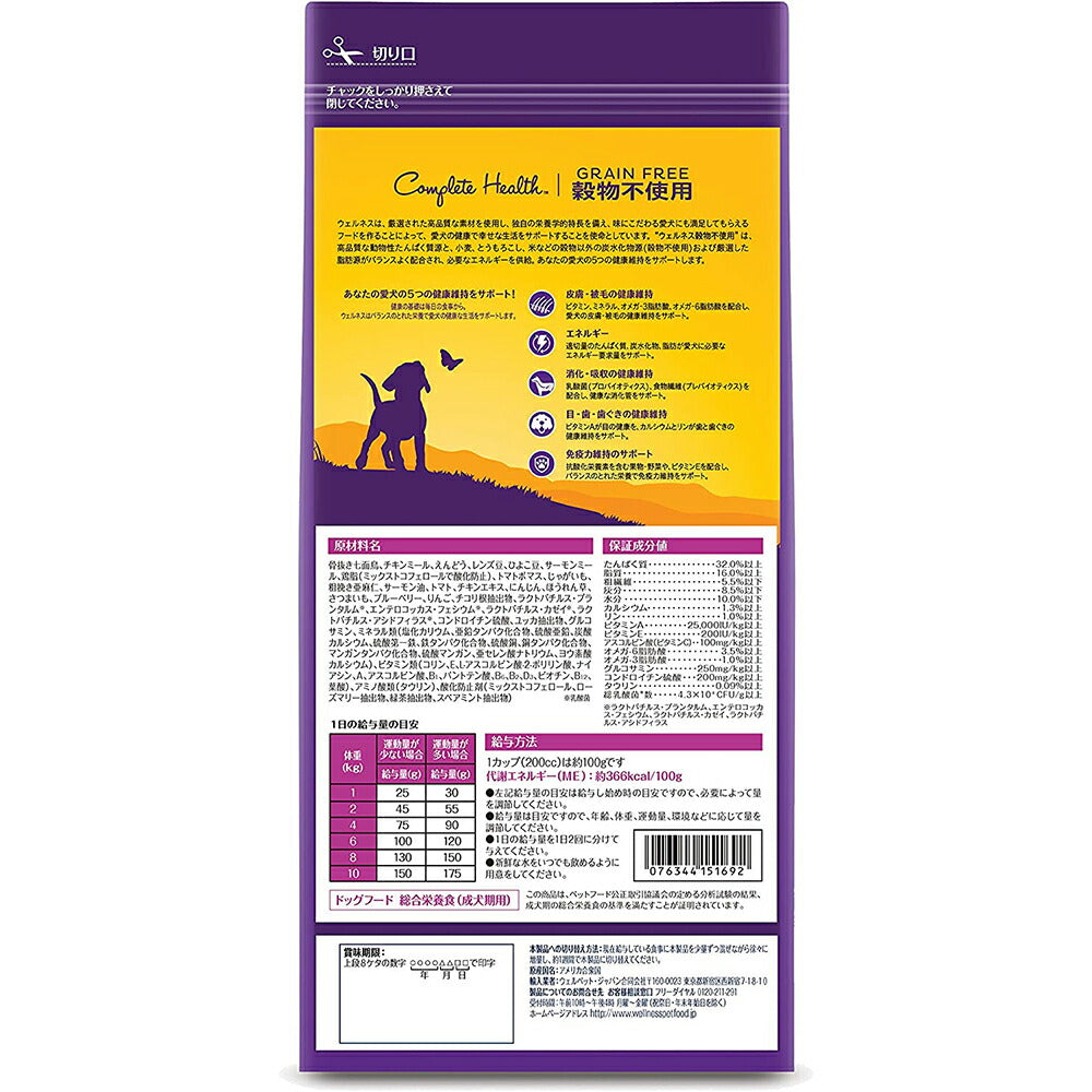 ウェルネス 穀物不使用 小型犬 成犬用 1～6歳 骨抜き七面鳥 1.8kg (犬・ドッグ)[正規品]